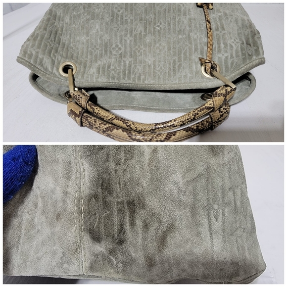 SOLD***Authentic Louis Vuitton Limited Edition Whisper Bag Monogram Suede & Pyt… - Picture 8 of 13